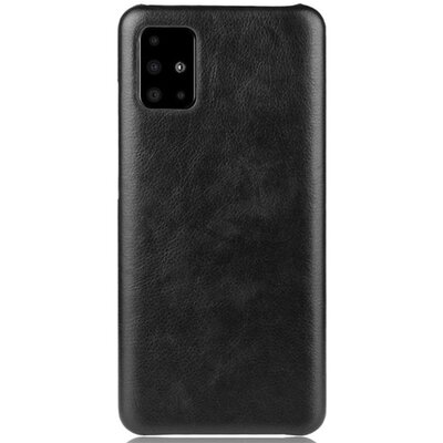 Műanyag hátlapvédő telefontok (bőr hatású) Fekete [Samsung Galaxy A51 (SM-A515F)]