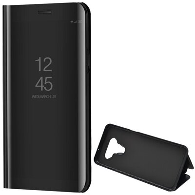 Telefontok álló (aktív flip, oldalra nyíló, asztali tartó funkció, tükrös felület, Mirror View Case) Fekete [LG K50S (LMX520EM)]