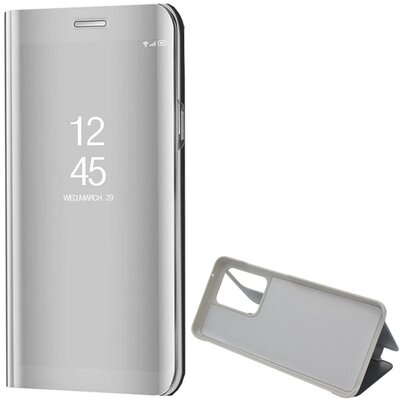 Telefontok álló (aktív flip, oldalra nyíló, asztali tartó funkció, tükrös felület, Mirror View Case) Ezüst [Samsung Galaxy S20 Ultra (SM-G988F), Samsung Galaxy S20 Ultra 5G (SM-G988B)]