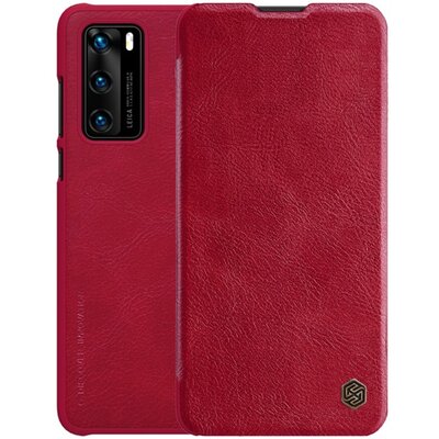 Nillkin Qin telefontok álló, bőr hatású (flip, oldalra nyíló, bankkártya tartó) Piros [Huawei P40]