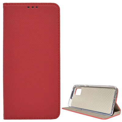 Telefontok álló, bőr hatású (flip, oldalra nyíló, asztali tartó funkció, rombusz minta) Piros [Samsung Galaxy Note 10 Lite (SM-N770F)]