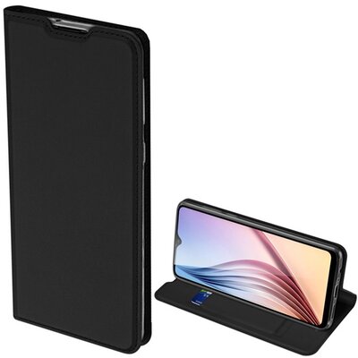 DUX DUCIS SKIN PRO telefontok álló, bőr hatású (flip, oldalra nyíló, bankkártya tartó, asztali tartó funkció) Fekete [Samsung Galaxy A21 (SM-A210F)]