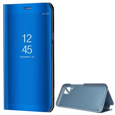 Telefontok álló (aktív flip, oldalra nyíló, asztali tartó funkció, tükrös felület, Mirror View Case) Világoskék [Huawei P40 Lite]