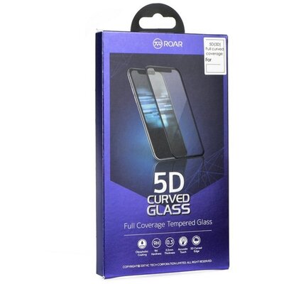 ROAR kijelzővédő üvegfólia (5D full glue, íves, teljes felületén tapad, 0.3 mm, 9H), Fekete [Xiaomi Redmi Note 8T]