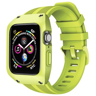 Okosóra pótszíj (szilikon, ütésálló keret) ZÖLD [Apple Watch Series 1 38mm, Apple Watch Series 2 38mm, Apple Watch Series 3 38mm]