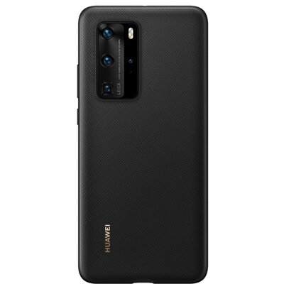HUAWEI 51993787 Műanyag gyári hátlapvédő telefontok (bőr hatású hátlap) Fekete [Huawei P40 Pro 5G]