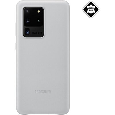 SAMSUNG EF-VG988LS Műanyag gyári hátlapvédő telefontok (valódi bőr hátlap) VilágosSzürke [Samsung Galaxy S20 Ultra (SM-G988F), Samsung Galaxy S20 Ultra 5G (SM-G988B)]