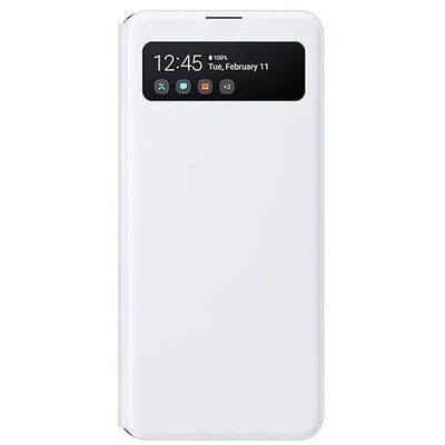 SAMSUNG EF-EA415PWEGE gyári telefontok álló (aktív flip, oldalra nyíló, hívószámkijelzés, okostok, smart View Cover) Fehér [Samsung Galaxy A41 (SM-A415F)]