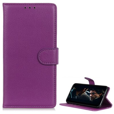 Telefontok álló, bőr hatású (flip, oldalra nyíló, asztali tartó funkció) Lila [Huawei P40 Lite E]