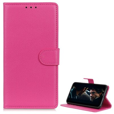 Telefontok álló, bőr hatású (flip, oldalra nyíló, asztali tartó funkció) Rózsaszín [Huawei P40 Lite E]