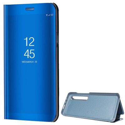 Telefontok álló (aktív flip, oldalra nyíló, asztali tartó funkció, tükrös felület, Mirror View Case) Világoskék [Xiaomi Mi 10 5G, Xiaomi Mi 10 Pro 5G]