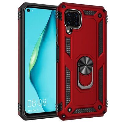 Defender műanyag hátlapvédő telefontok (közepesen ütésálló, szilikon belső, telefontartó gyűrű, beépített fémlemez) Piros [Huawei P40 Lite 4G / Nova 6 SE]