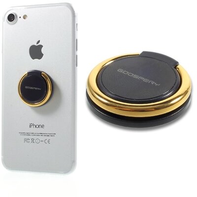 MERCURY RING telefontartó gyűrű (fém, ragasztható, telefon tartó, kitámasztó, 360°-ban forgatható) FEKETE / ARANY