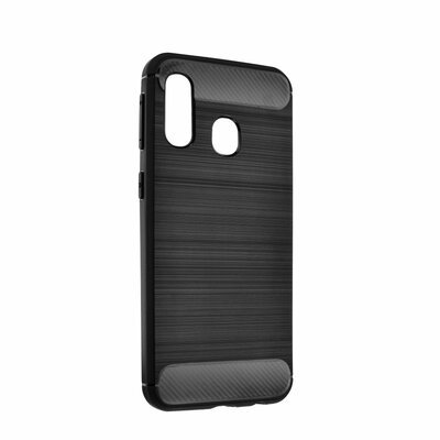Forcell Carbon szilikon hátlapvédő telefontok, karbon mintás - Samsung Galaxy A41, Fekete