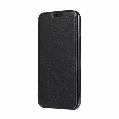 Forcell Electro Book oldalra nyíló flip telefontok, átlátszó hátlap, bőr hatású flip, bankkártya tartó zseb - Xiaomi Redmi 8, Fekete