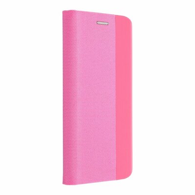 Sensitive dekoratív oldalra nyíló flip textil hatású telefontok bankkártyatartó zsebbel - Samsung Galaxy A40, Világos-Rózsaszín