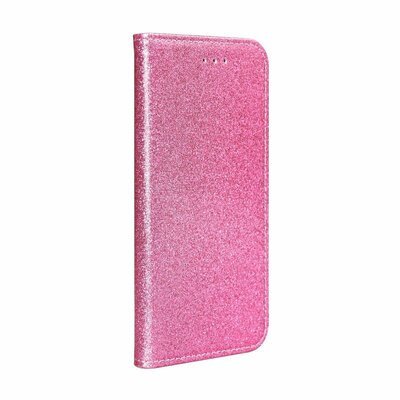 Shinning fényes, oldalra nyíló bőr hatású flip telefontok, csillogó felület bankkártya tartó szebbel - Huawei P Smart 2019, Világos-Rózsaszín