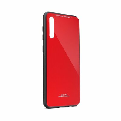 Forcell Glass szilikon hátlapvédő telefontok, elegáns átlátszó üvegfelülettel - Samsung Galaxy A70 / A70s, Piros