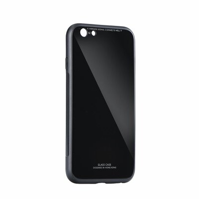 Forcell Glass szilikon hátlapvédő telefontok, elegáns átlátszó üvegfelülettel - Samsung Galaxy A20E, Fekete