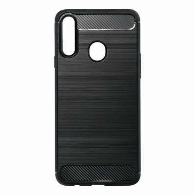Forcell Carbon szilikon hátlapvédő telefontok, karbon mintás - Samsung Galaxy A21S, Fekete