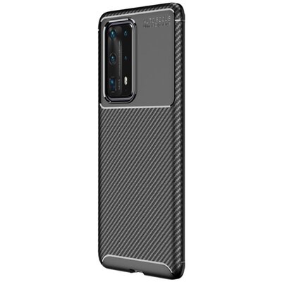 Szilikon hátlapvédő telefontok (közepesen ütésálló, csíkos minta) Fekete [Huawei P40 Pro 5G, Huawei P40 Pro+ 5G]