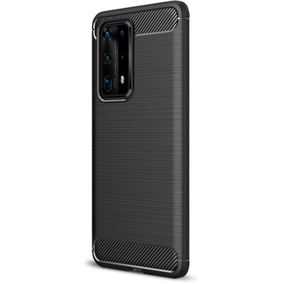 Szilikon hátlapvédő telefontok (közepesen ütésálló, csíkos minta) Fekete [Huawei P40 Pro 5G, Huawei P40 Pro+ 5G]