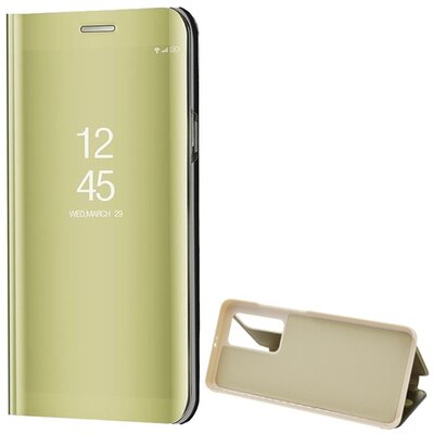 Telefontok álló (aktív flip, oldalra nyíló, asztali tartó funkció, tükrös felület, Mirror View Case) Arany [Huawei P40 Pro 5G, Huawei P40 Pro+ 5G]