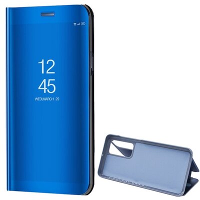 Telefontok álló (aktív flip, oldalra nyíló, asztali tartó funkció, tükrös felület, Mirror View Case) Kék [Huawei P40]