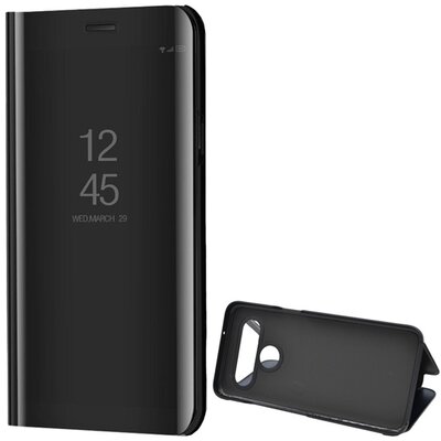 Telefontok álló (aktív flip, oldalra nyíló, asztali tartó funkció, tükrös felület, Mirror View Case) Fekete [LG K61 (K610)]