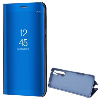 Telefontok álló (aktív flip, oldalra nyíló, asztali tartó funkció, tükrös felület, Mirror View Case) Kék [Sony Xperia 1 II (XQ-AT5)]