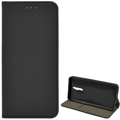 Telefontok álló, bőr hatású (flip, oldalra nyíló, asztali tartó funkció, rombusz minta) Fekete [Realme X2 Pro]