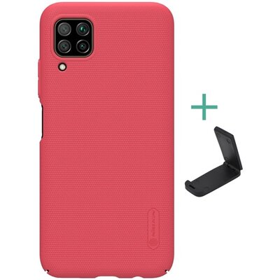 Nillkin Super Frosted műanyag hátlapvédő telefontok (gumírozott, érdes felület + asztali tartó) Piros [Huawei P40 Lite 4G / Nova 6 SE]