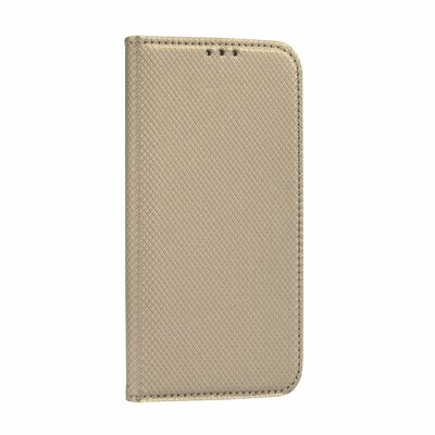 Smart flip Telefontok, mágneses flip zár, oldalra nyíló, bőr hatású - Samsung Galaxy A21s, Arany
