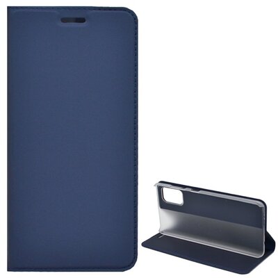 Telefontok álló, bőr hatású (flip, oldalra nyíló, asztali tartó funkció) Sötétkék [Samsung Galaxy A41 (SM-A415F)]