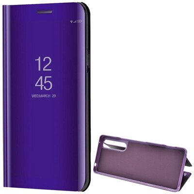 Telefontok álló (aktív flip, oldalra nyíló, asztali tartó funkció, tükrös felület, Mirror View Case) Lila [Sony Xperia 1 II (XQ-AT5)]