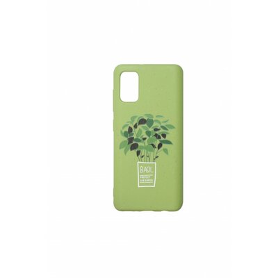 GoGreen biológiailag lebomló környezetbarát hátlapvédő telefontok - Samsung Galaxy A41, Zöld, Bazsalikom mintával
