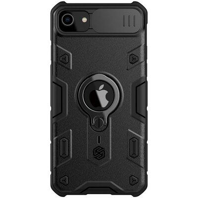 Nillkin Camshield Armor defender műanyag hátlapvédő telefontok (közepesen ütésálló, szilikon belső, telefontartó gyűrű), Fekete [Apple iPhone 7 4.7, Apple iPhone 8 4.7, Apple iPhone SE (2020)]