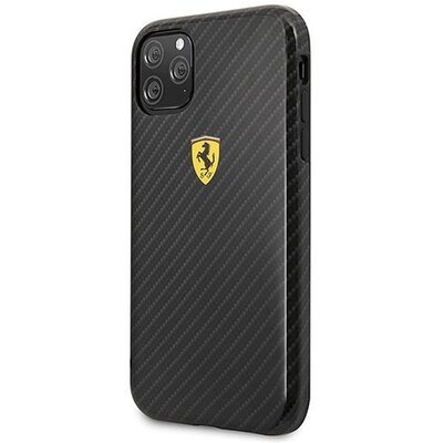 CG MOBILE Ferrari Scuderia műanyag hátlapvédő telefontok (karbon minta), Fekete [Apple iPhone 11 Pro]