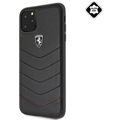 CG MOBILE Ferrari Scuderia műanyag hátlapvédő telefontok (valódi bőr hátlap), Fekete [Apple iPhone 11 Pro Max]