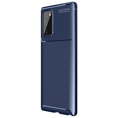 Szilikon hátlapvédő telefontok (közepesen ütésálló, légpárnás sarok, karbon minta), Sötétkék [Samsung Galaxy Note 20 (SM-N980F), Samsung Galaxy Note 20 5G (SM-N981F)]