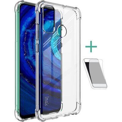 IMAK szilikon hátlapvédő telefontok (közepesen ütésálló, légpárnás sarok + kijelzővédő fólia) , Átlátszó [Huawei P Smart (2020)]