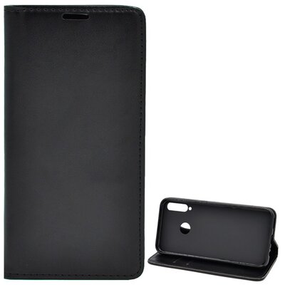 Tok álló, bőr hatású (FLIP, oldalra nyíló, asztali tartó funkció), Fekete [Huawei P40 Lite E / Y7p]