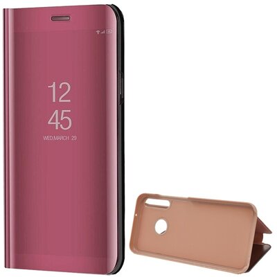 Telefontok álló (aktív flip, oldalra nyíló, asztali tartó funkció, tükrös felület, Mirror View Case), Rosegold [Huawei P40 Lite E / Y7p]