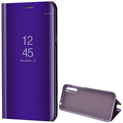 Telefontok álló (aktív flip, oldalra nyíló, asztali tartó funkció, tükrös felület, Mirror View Case) LILA [Huawei Y8p]