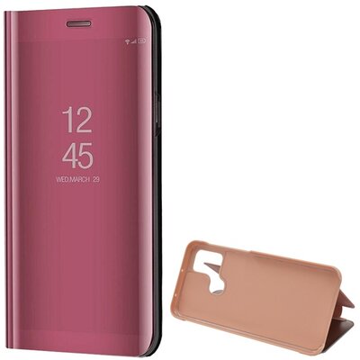 Telefontok álló (aktív flip, oldalra nyíló, asztali tartó funkció, tükrös felület, Mirror View Case), Rosegold [Samsung Galaxy M21 (SM-M215f)]