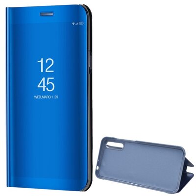 Telefontok álló (aktív flip, oldalra nyíló, asztali tartó funkció, tükrös felület, Mirror View Case), Kék [Huawei Y8p]
