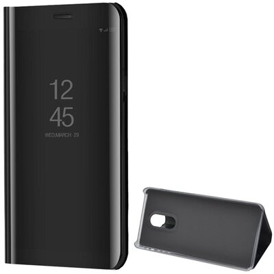 Telefontok álló (aktív flip, oldalra nyíló, asztali tartó funkció, tükrös felület, Mirror View Case), Fekete [Xiaomi Redmi Note 4]