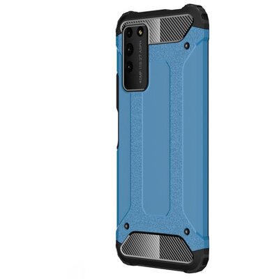 Defender műanyag hátlapvédő telefontok (közepesen ütésálló, légpárnás sarok, szilikon belső, fémhatás), Világoskék [Honor X10 5G]