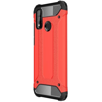 Defender műanyag hátlapvédő telefontok (közepesen ütésálló, légpárnás sarok, szilikon belső, fémhatás) PIROS [Huawei P Smart (2020)]