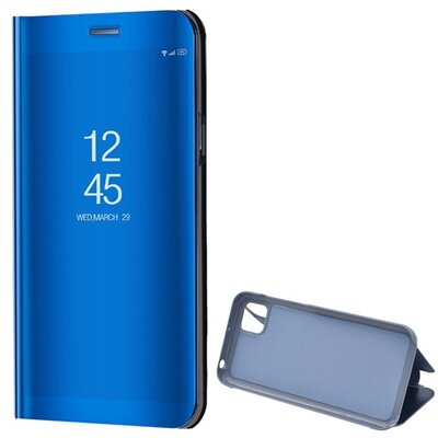 Telefontok álló (aktív flip, oldalra nyíló, asztali tartó funkció, tükrös felület, Mirror View Case), Kék [Huawei Y5p]